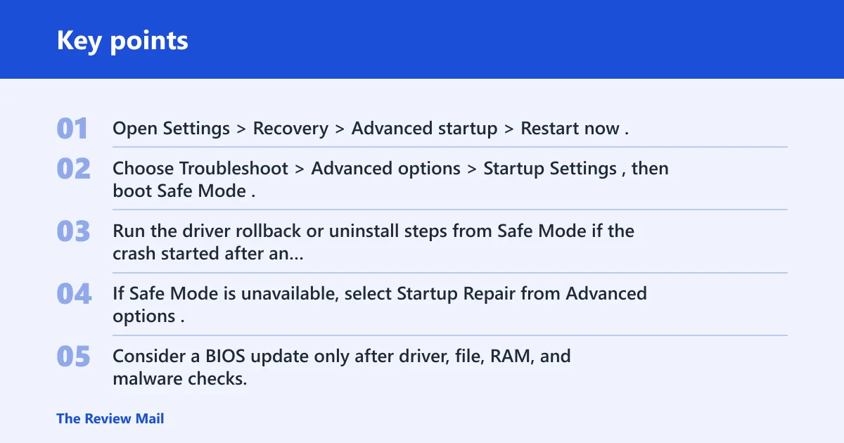 Key points: What to try when Windows still will not boot