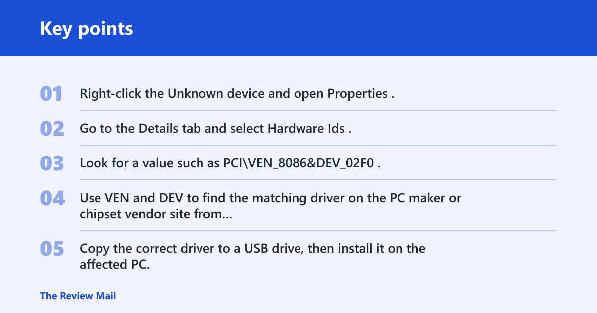 Key points: What if Device Manager shows an unknown device?