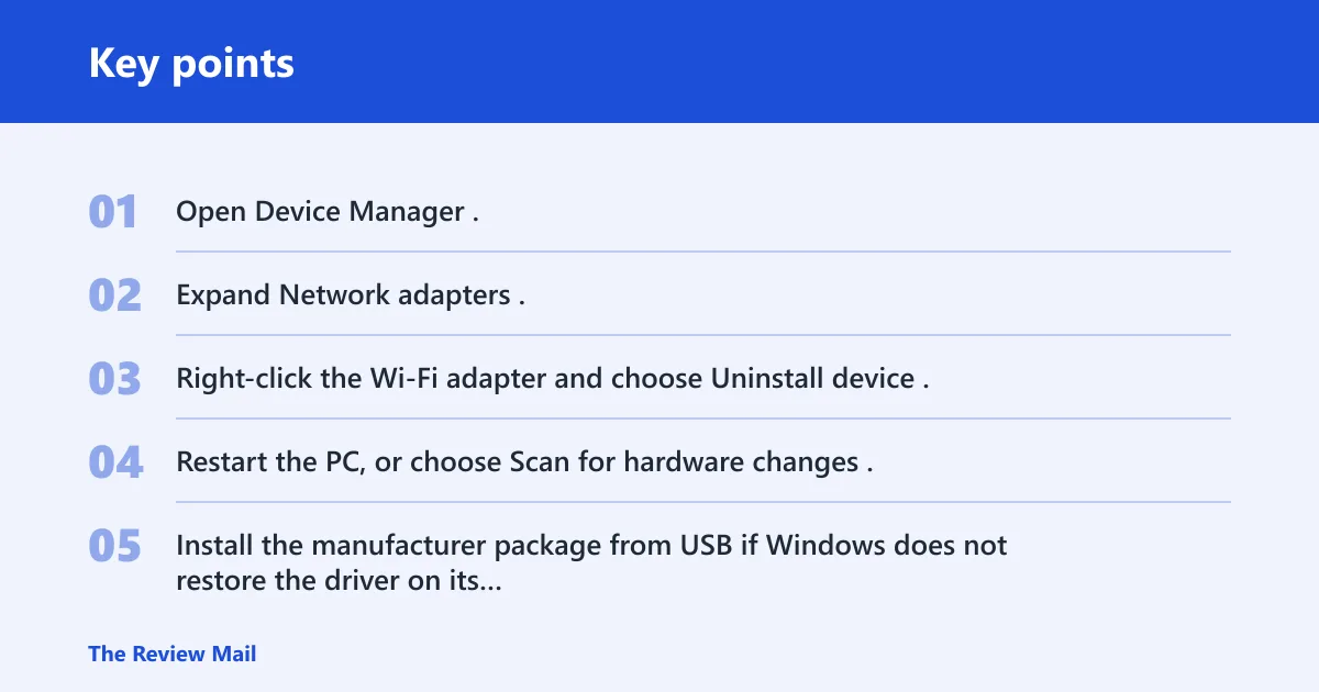 Key points: How do I get my wireless adapter back in Device Manager?