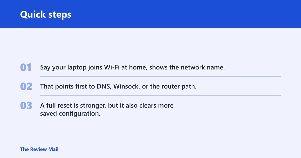 Quick steps: Windows 10 network reset decision table