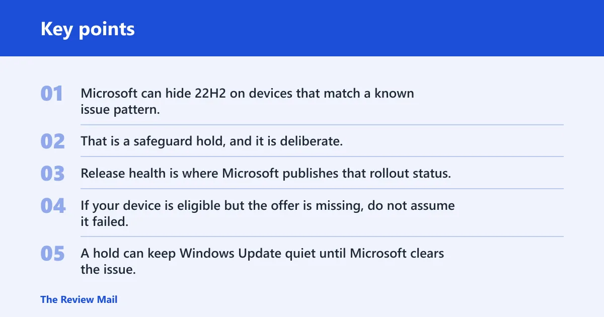 Key points: Why 22H2 may not appear