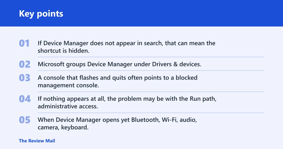 Key points: What “no Device Manager” means on Windows 11