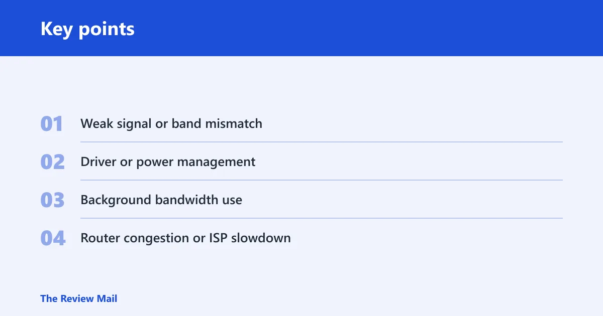 Key points: What slow Wi-Fi on Windows 11 usually means