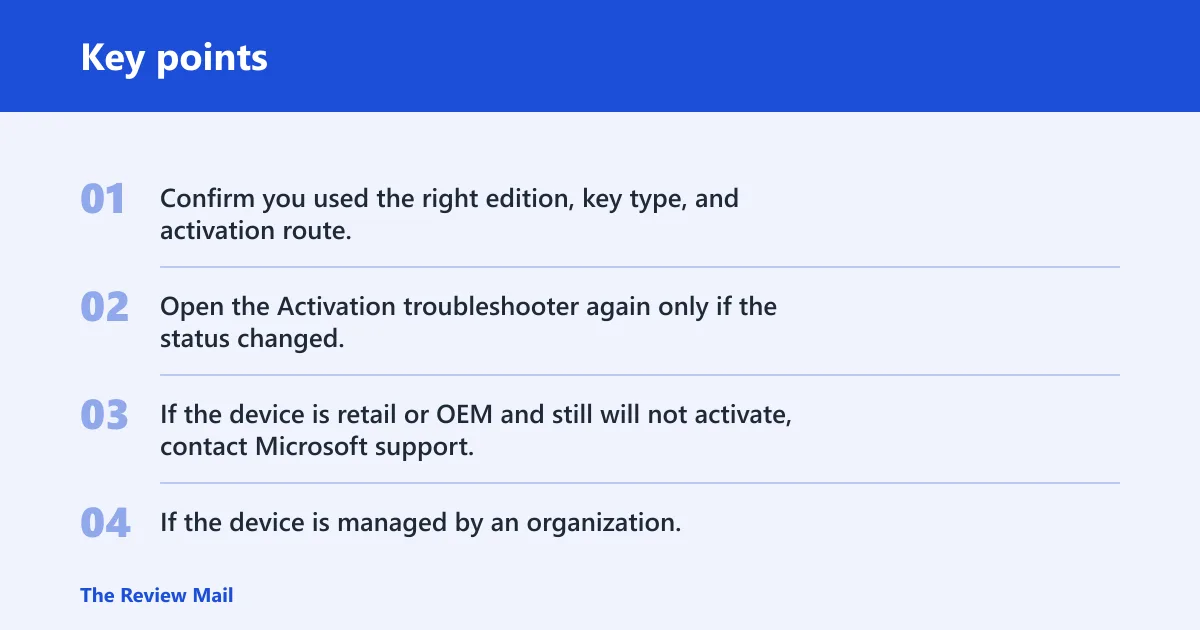 Key points: Still not working?