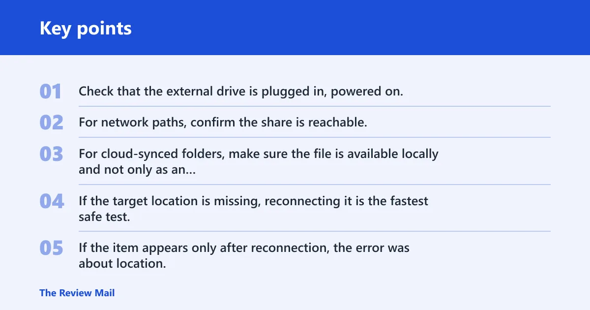 Key points: What if the program or file location is missing?