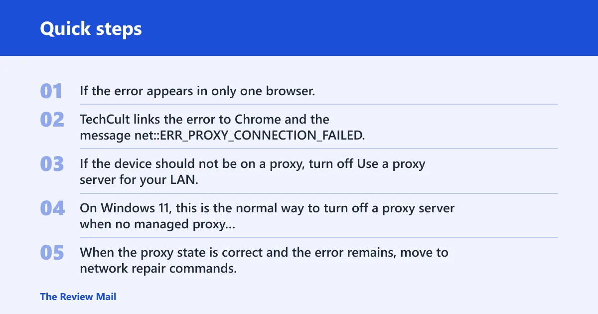 Quick steps: Proxy reset steps