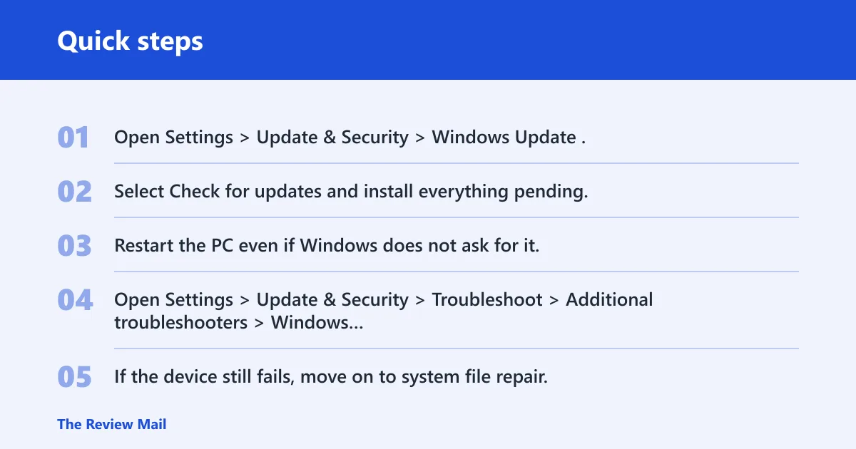 Quick steps: Can Windows Update fix a resource allocation error in Device Manager?