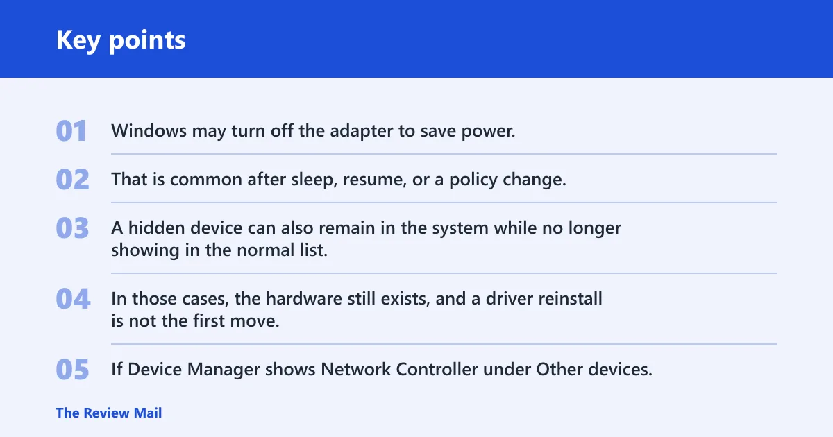 Key points: Why is the adapter missing?